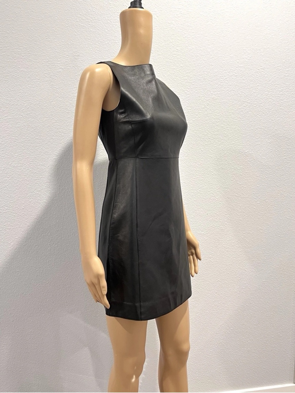 NWT NEVER WORN Premium Zara Leather Collection Black Mini Dress Size M